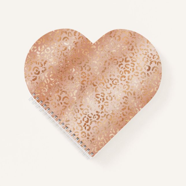 Creamy Peach Rose Blush Leopard Print Notizbuch (Vorderseite)