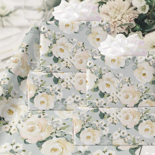 Creamy Peony & Silver Sage Eukalyptus Greenery Geschenkpapier
