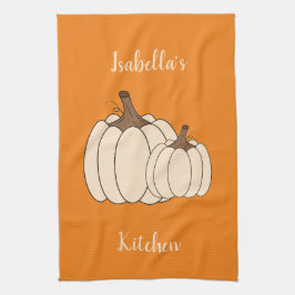 Creamy Pumpkins Orange Küchentuch mit Name