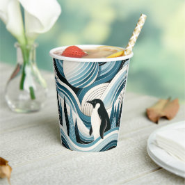 Creamy Sky Blue Pinguin im Eiswinterwald Pappbecher