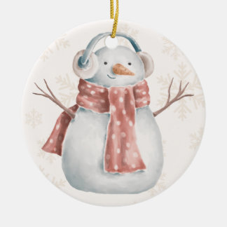 Creamy Snowman Keramik Ornament