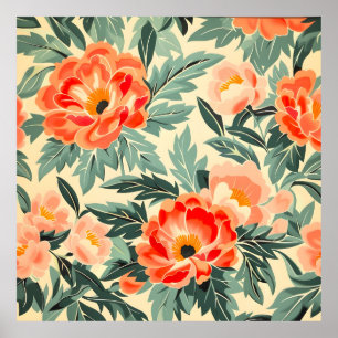 Creamy Vintag Peach Blossom Wasserfarbe Poster