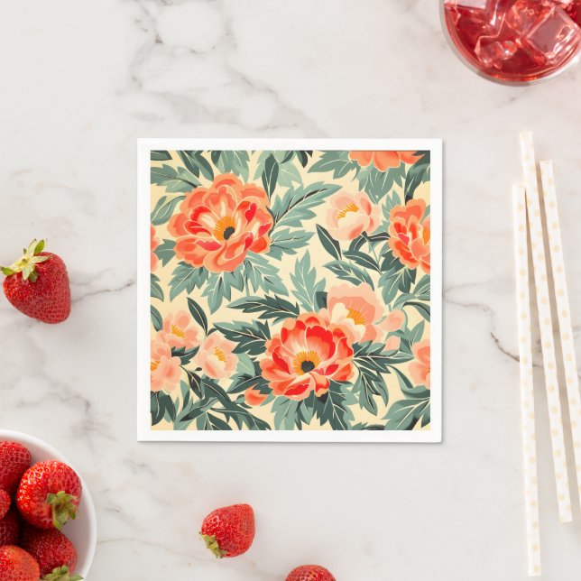 Creamy Vintag Peach Blossom Wasserfarbe Serviette (Beispiel)