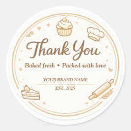 Creamy Vintage Bakery Icons Bakery Thank You Runder Aufkleber