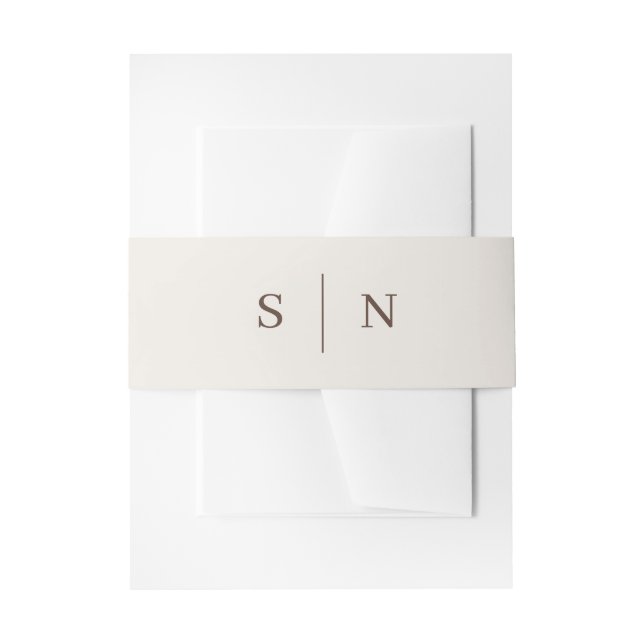 Creamy White and Brown Minimal and Chic | Monogram Einladungsbanderole (Vorderseite Beispiel)