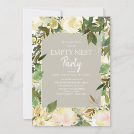 Creamy White Floral Sage Green Empty Nest Party Einladung