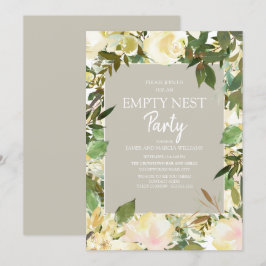 Creamy White Floral Sage Green Empty Nest Party Einladung