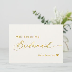 Creamy White Gold Script Bridesmaid Vorschlag Card Einladung