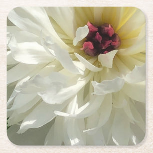 Creamy White Peony Blume mit Pink Stamens Rechteckiger Pappuntersetzer