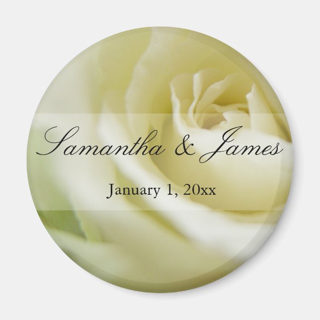 Creamy White Rose Personal Wedding Magnet (Vorne)