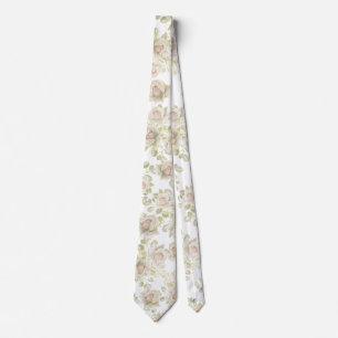 Creamy White Roses Wedding White Floral Neck Tie Krawatte