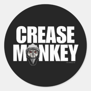 Crease Monkey (Hockey Goalie) Runder Aufkleber