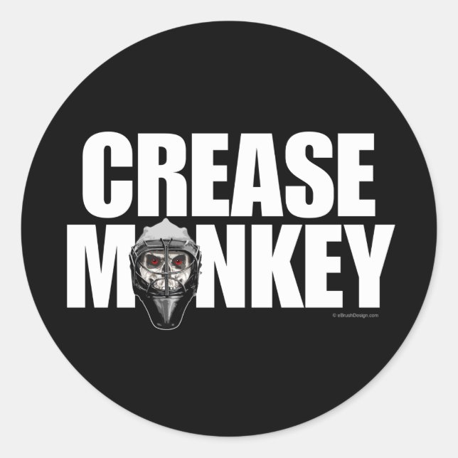 Crease Monkey (Hockey Goalie) Runder Aufkleber (Vorderseite)