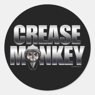 Crease Monkey (Hockey Goalie) Runder Aufkleber