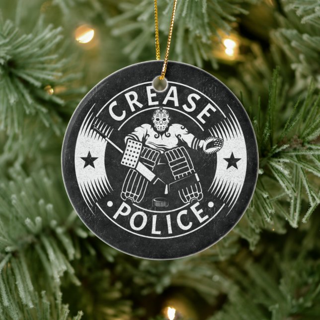 Crease Police Hockey Goalie Keramik Ornament (Baum)