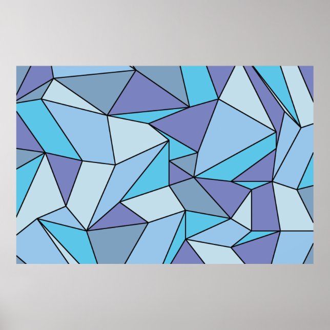 "Creases" Aqua Lila extra Large Print Poster (Vorne)