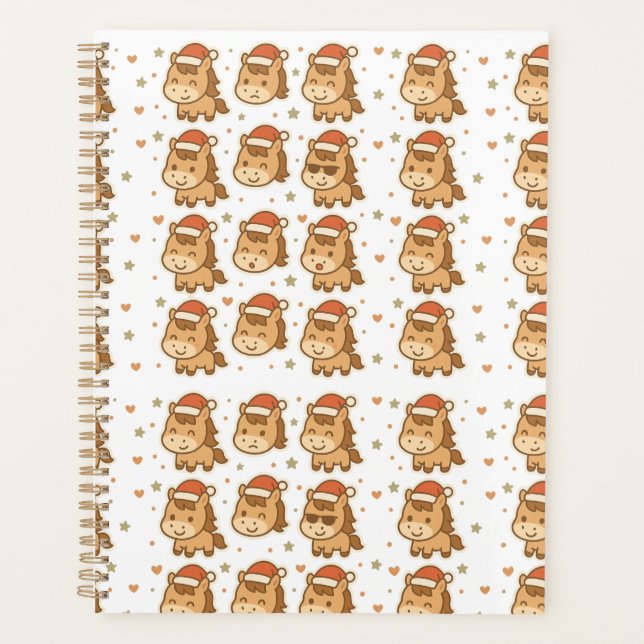 Create a cute horse wearing a tiny Christmas hat Planer (Vorderseite)