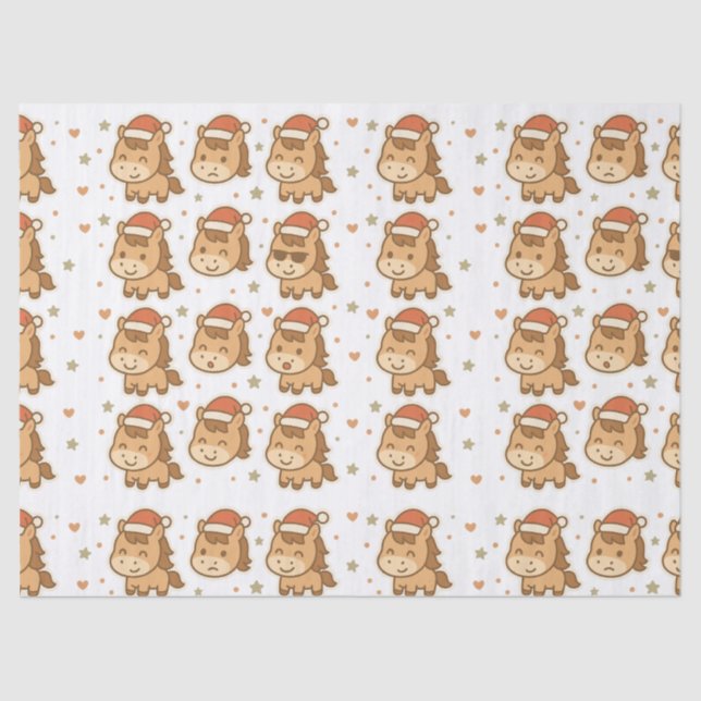 Create a cute horse wearing a tiny Christmas hat Seidenpapier (Vorderseite)