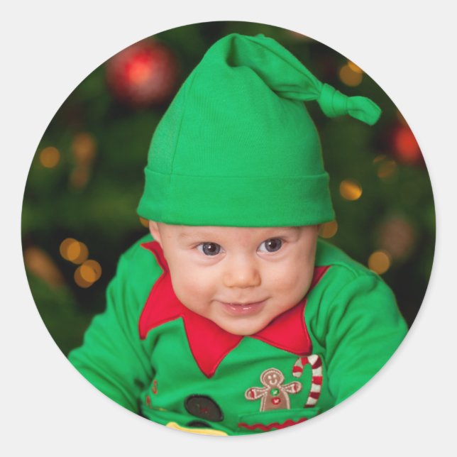 Create Custom Classic add your photo  Runder Aufkleber (Vorderseite)