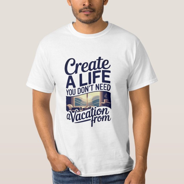 Create Life Quote Navy Blue Typography  T-Shirt (Vorderseite)