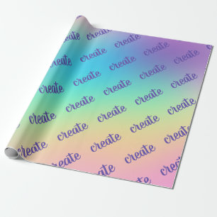 "Create" Pastel Rainbow Gradient Wrapping Paper Geschenkpapier