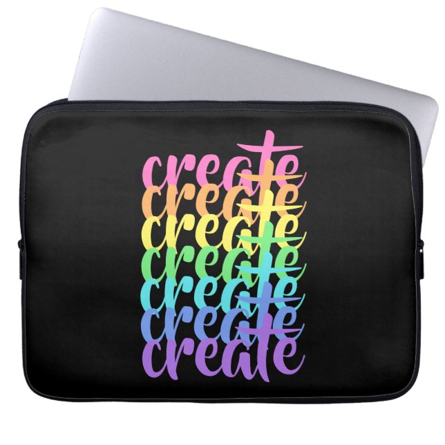 "Create" Rainbow Laptop Sleeve (Vorderseite)