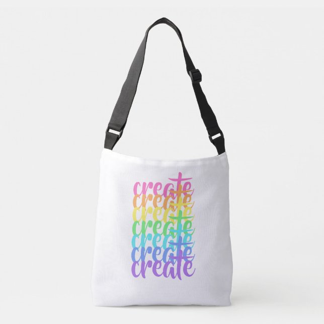 "Create"-Regenbogen Tragetaschen Mit Langen Trägern (Vorderseite)