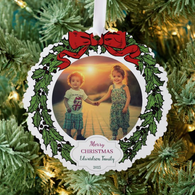 Create your Merry Christmas family photo christmas Ornament Karte (Insitu (Baum))