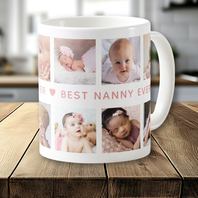 Create Your Own 12 Photo Collage Best Nanny Ever  Kaffeetasse (Von Creator hochgeladen)