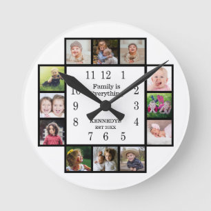 Create Your Own 12 Photo Collage Frame Family Runde Wanduhr