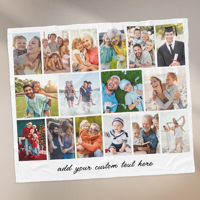 Create Your Own 16 Photo Collage White Fleecedecke (Von Creator hochgeladen)