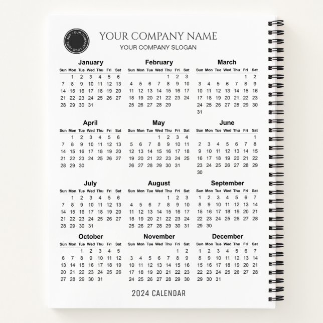 Create Your Own 2024 Company Calendar | Notebook Notizbuch (Rückseite)