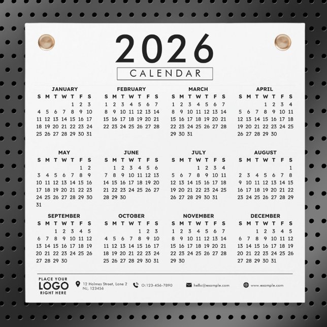 Create Your Own 2026 Business Logo Calendar Magnetkarte (2026 custom logo calendar for business)