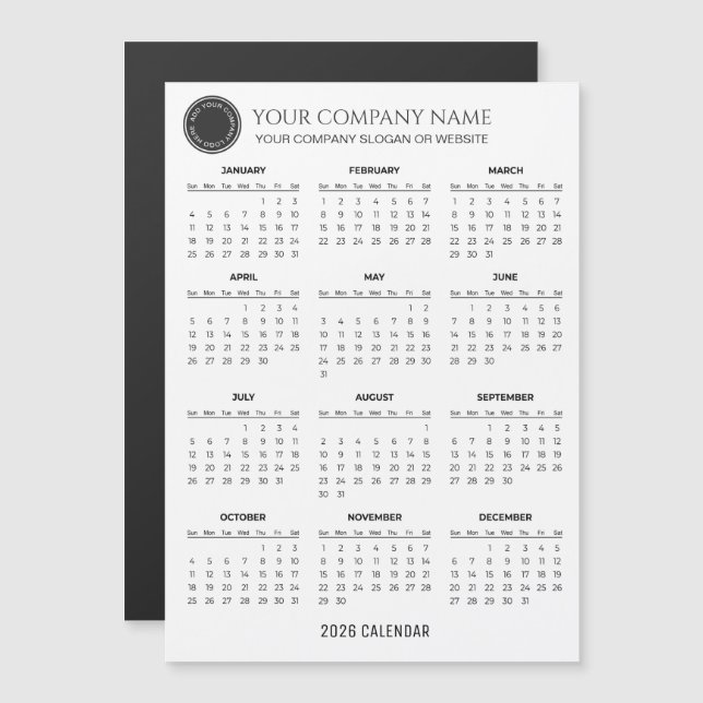 Create Your Own 2026 Company Calendar | Magnet (Vorne/Hinten)