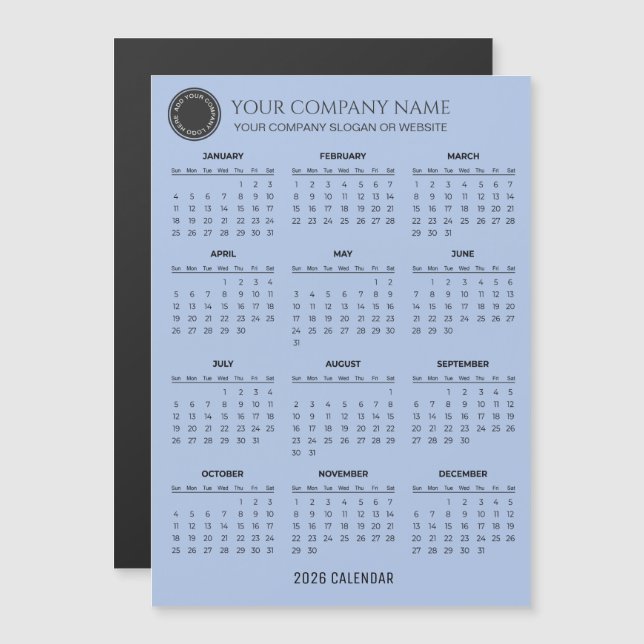 Create Your Own 2026 Company Calendar | Magnet (Vorne/Hinten)