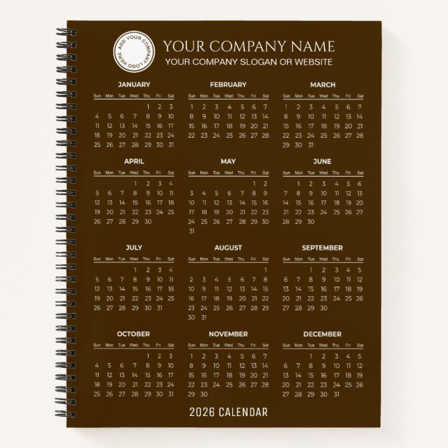 Create Your Own 2026 Company Calendar |  Notizbuch (Vorderseite)