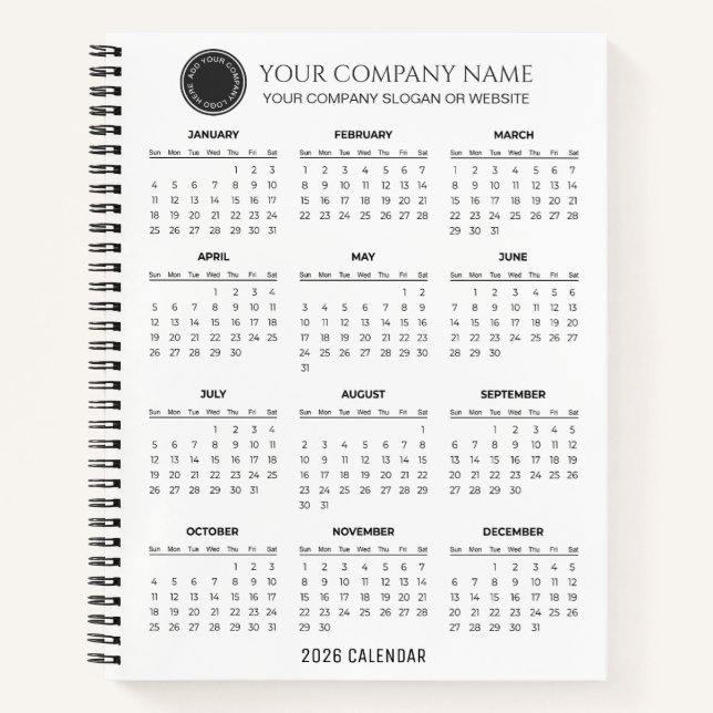 Create Your Own 2026 Company Calendar |  Notizbuch (Vorderseite)