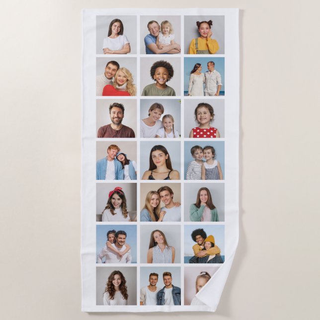 Create Your Own 21 Photo Collage  Strandtuch (Vorderseite)