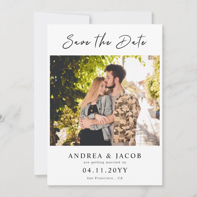 Create Your Own 2 Photo Wedding Save the Date Card (Vorderseite)