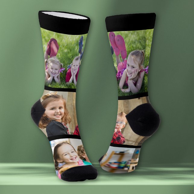 Create Your Own 3 Family Kids Photo Collage  Black Socken (Von Creator hochgeladen)