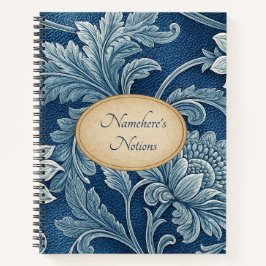 Create Your Own 3D Blue Embossed Vintage Floral Notizbuch