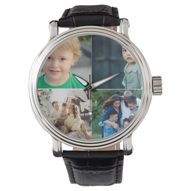 Create Your Own 4 Photo Collage Armbanduhr (Vorderseite)