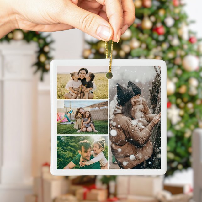 Create Your Own 4 Photo Collage Christmas Keramikornament (Von Creator hochgeladen)
