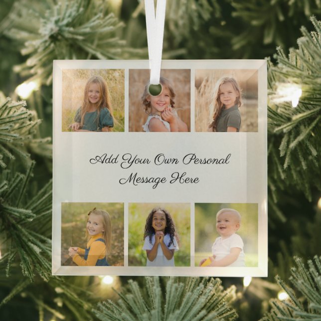 Create Your Own 6 Photo Collage Add Your Greeting Ornament Aus Glas (Insitu)