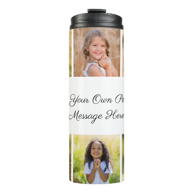 Create Your Own 6 Photo Collage Add Your Greeting Thermosbecher (Vorderseite)
