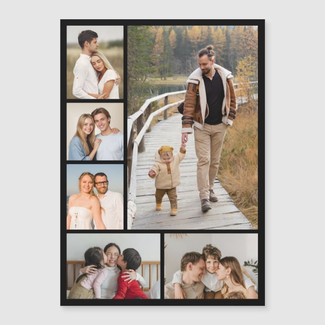 Create Your Own 6 Photo Collage Magnetic Card Magnetkarte (Vorderseite)