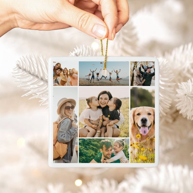 Create Your Own 7 Photo Collage Christmas Keramikornament (Von Creator hochgeladen)
