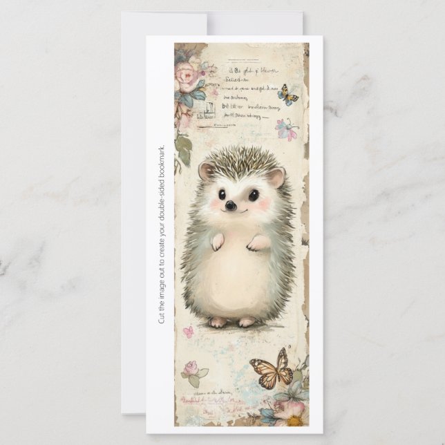 Create Your Own Adorable Hedgehog Bookmark Card (Vorderseite)