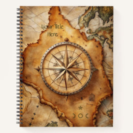 Create Your Own Antique Compass Rose Travel Map Notizbuch