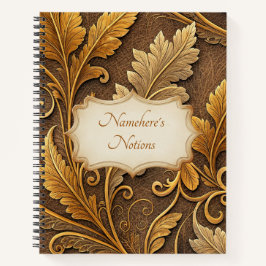 Create Your Own Antique Gold Vintage Leafy Vine Notizbuch